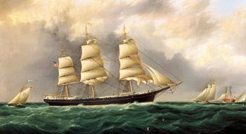 James E Buttersworth : A Ship's Portrait near Sandy Hook